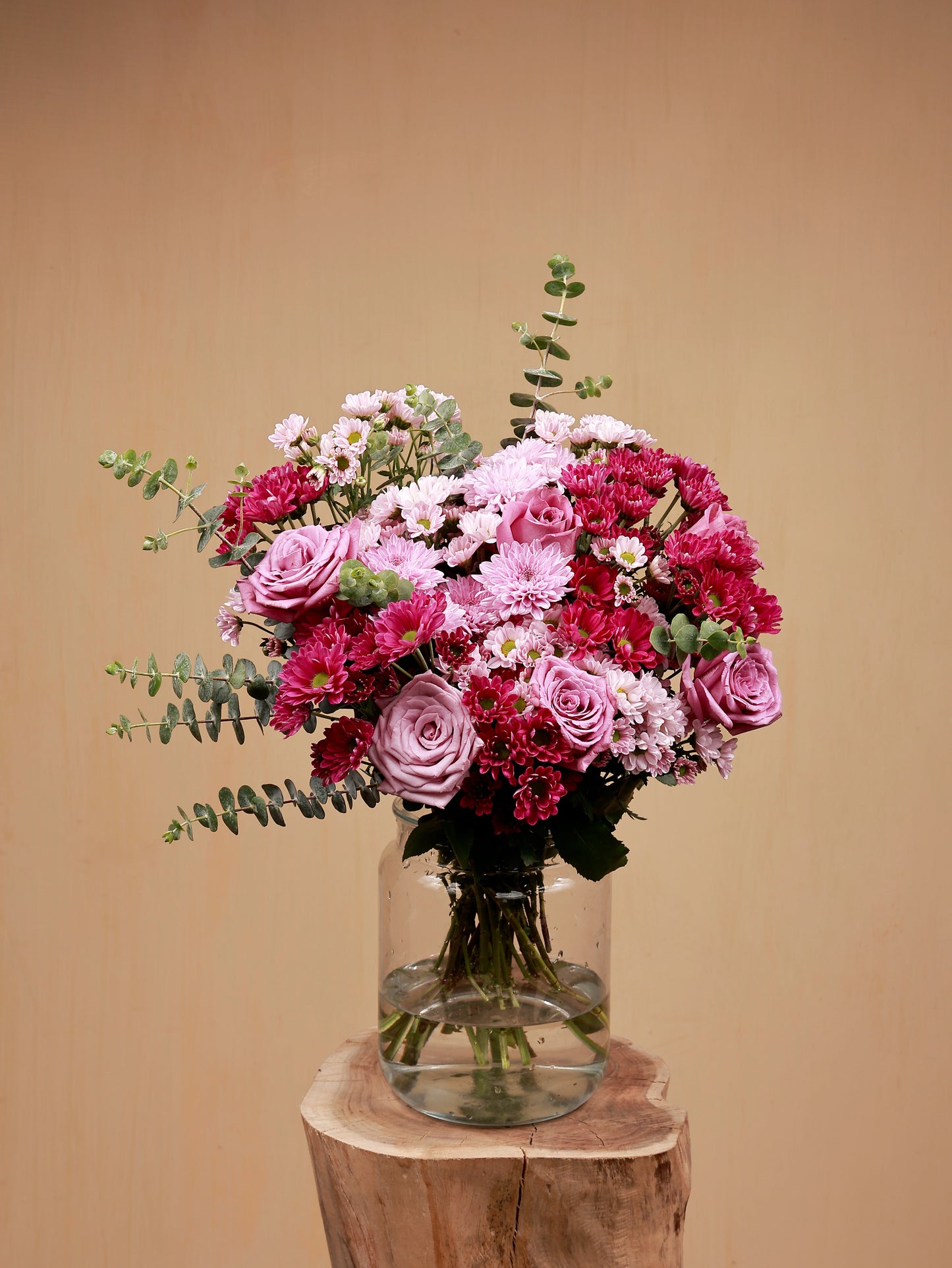 Pink flowers in glass vase